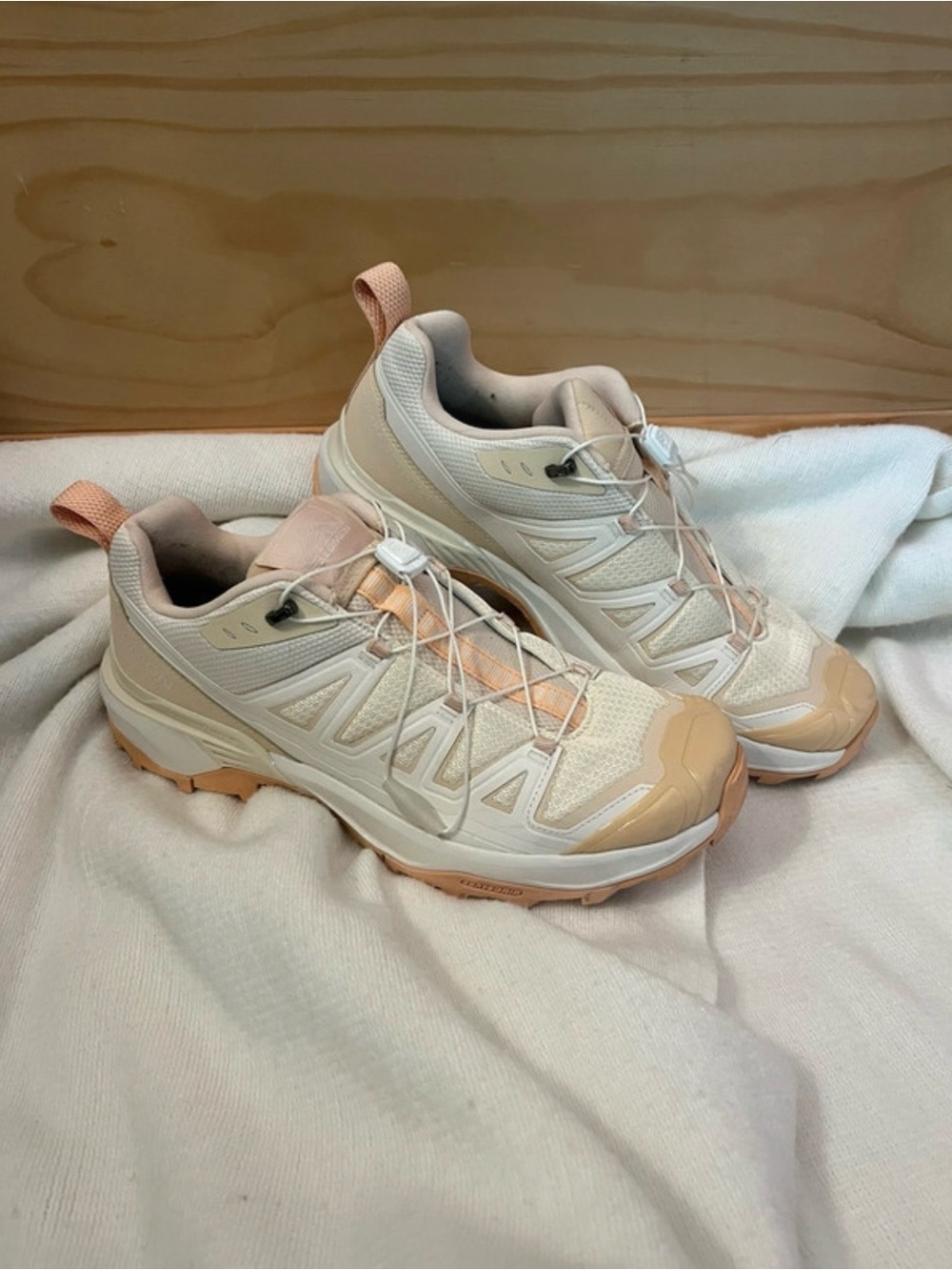 Salomon Women's Trail Runners in Beige and apricot